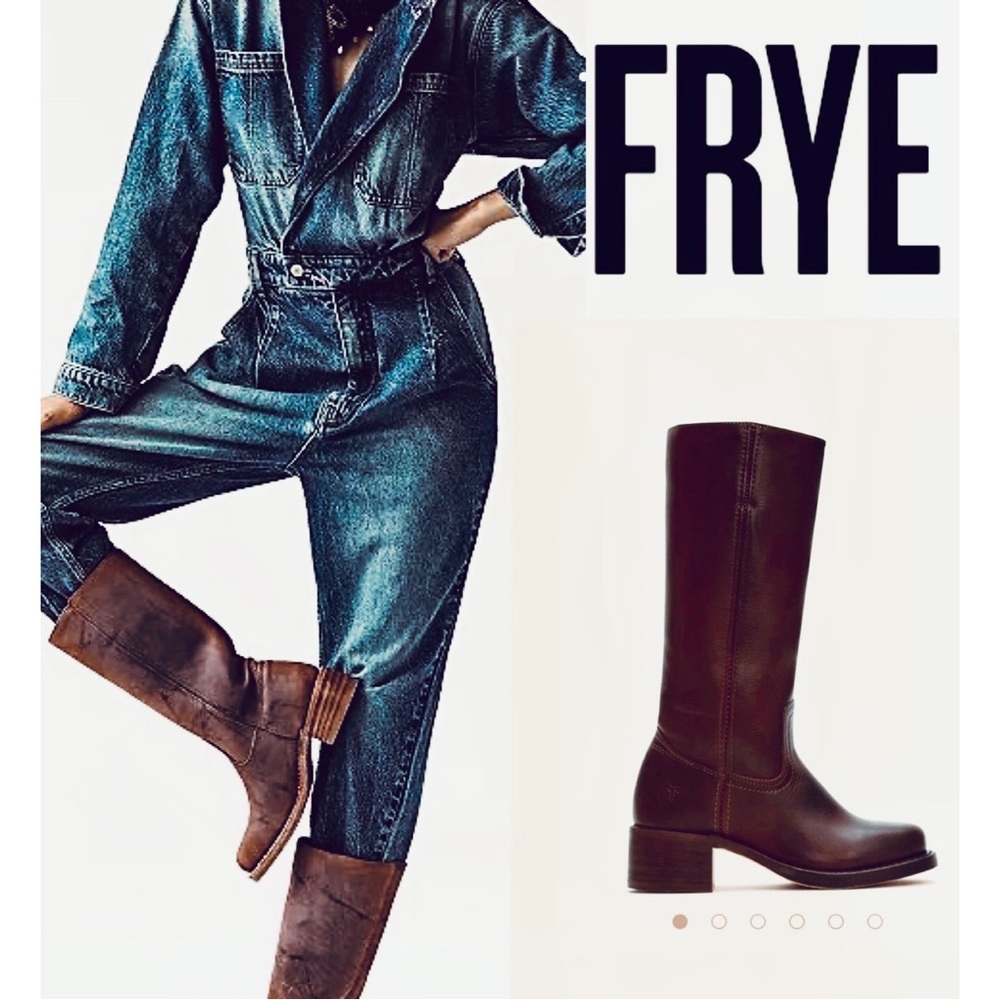 Frye Brown Leather Combat Boots